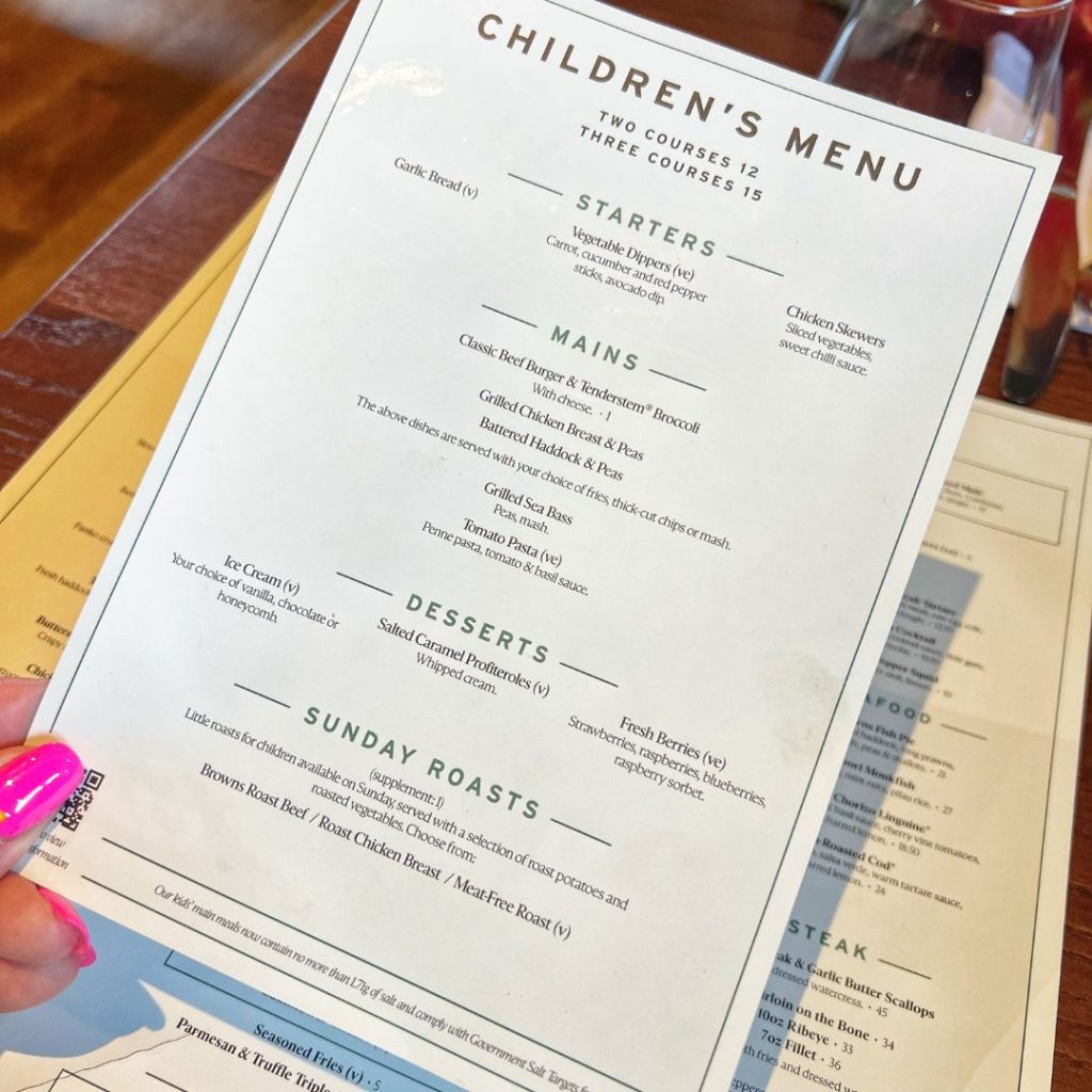 Browns Brasserie Children's Menu